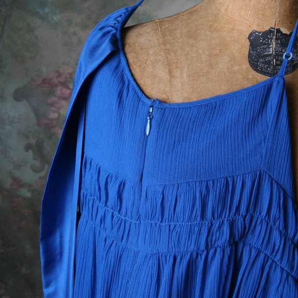 Moulinette Soeurs Anthro Blue Silk Tie Dress Sz10 - Picture 6 of 16